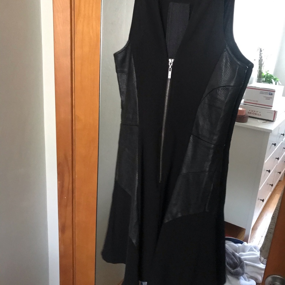 guess high neck leather dress